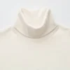 T-shirt a manica lunga con collo Dolcevita in jersey spazzolato da donna T-shirt a manica lunga con collo Dolcevita in jersey spazzolato da donna