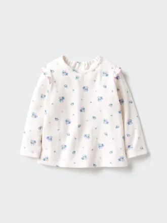 T-shirt a manica lunga per neonati | Con volant | Stampata