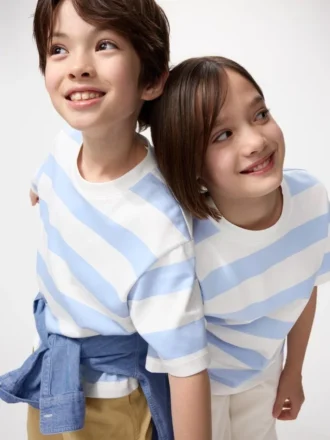 T-shirt a righe in cotone AIRism per bambini T-shirt a righe in cotone AIRism per bambini