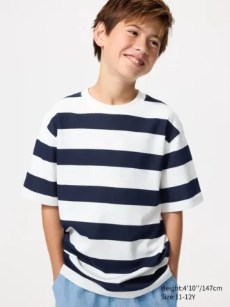 T-shirt a righe in cotone AIRism per bambini