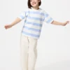 T-shirt a righe in cotone AIRism per bambini T-shirt a righe in cotone AIRism per bambini