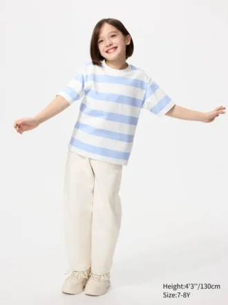 T-shirt a righe in cotone AIRism per bambini T-shirt a righe in cotone AIRism per bambini