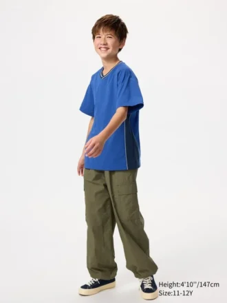 T-shirt a V DRY-EX per bambini | Bicolore