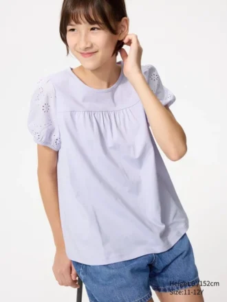 T-shirt con maniche a sbuffo per bambini | Ricamo T-shirt con maniche a sbuffo per bambini | Ricamo
