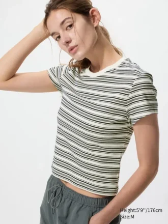 T-shirt corto da donna | A righe