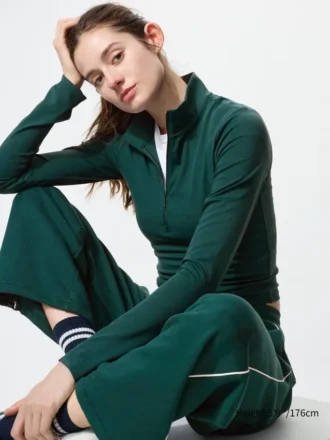 T-shirt da donna AIRism Soft con mezza zip