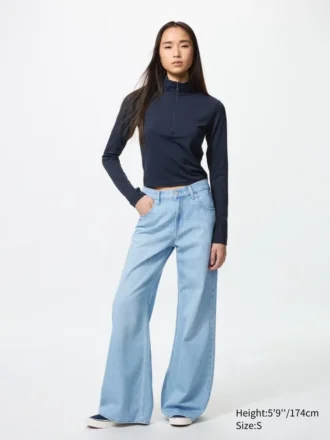 T-shirt da donna AIRism Soft con mezza zip