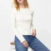 T-shirt da donna con collo Henley a costine T-shirt da donna con collo Henley a costine