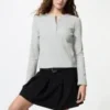 T-shirt da donna con collo Henley a costine T-shirt da donna con collo Henley a costine