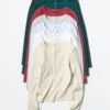 T-shirt da donna con collo Henley a costine T-shirt da donna con collo Henley a costine