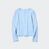 T-shirt da donna con collo Henley a costine T-shirt da donna con collo Henley a costine