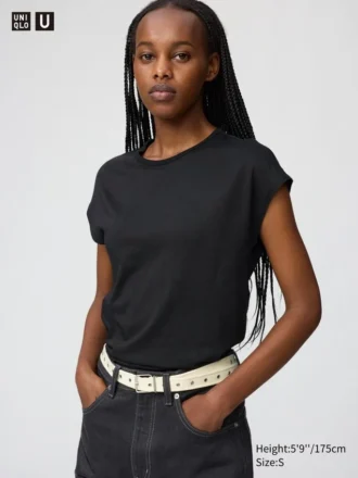 T-shirt da donna con maniche ad aletta