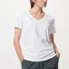 T-shirt da donna in cotone fiammato con scollo a V T-shirt da donna in cotone fiammato con scollo a V