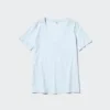T-shirt da donna in cotone fiammato con scollo a V T-shirt da donna in cotone fiammato con scollo a V