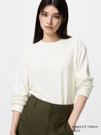 T-shirt da donna in morbido pile lavorato a maglia | Maglie a manica lunga