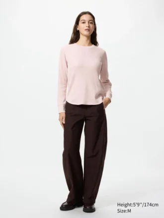 T-shirt da donna in tessuto waffle