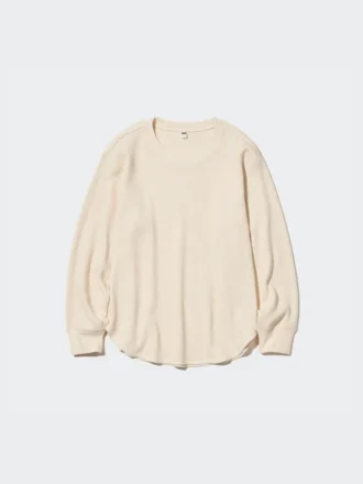 T-shirt da donna in tessuto waffle | Maglie a manica lunga