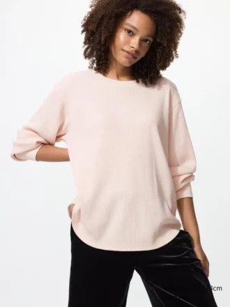 T-shirt da donna in tessuto waffle | Maglie a manica lunga