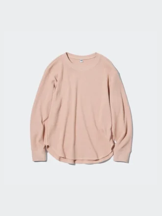 T-shirt da donna in tessuto waffle | Maglie a manica lunga