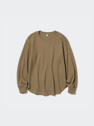 T-shirt da donna in tessuto waffle | Maglie a manica lunga