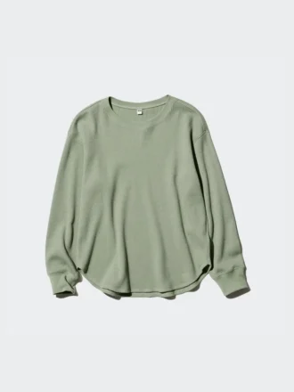 T-shirt da donna in tessuto waffle | Maglie a manica lunga