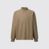T-shirt da uomo a maniche lunghe in jersey spazzolato con collo alto T-shirt da uomo a maniche lunghe in jersey spazzolato con collo alto