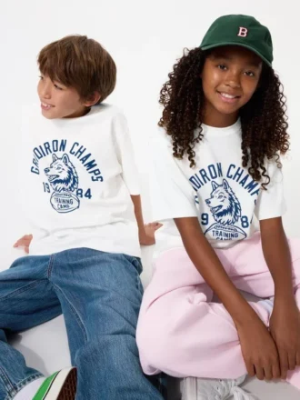 T-shirt grafica in cotone AIRism per bambini