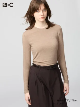T-shirt HEATTECH in misto cashmere da donna | Extra calda