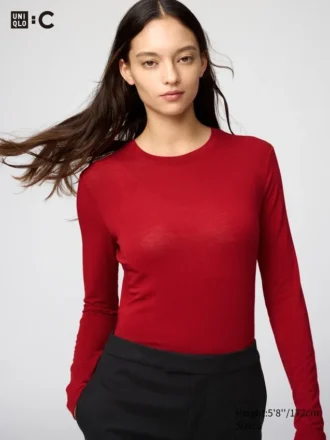 T-shirt HEATTECH in misto cashmere da donna | Extra calda