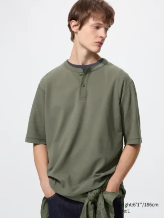 T-shirt Henley Dry Waffle da uomo