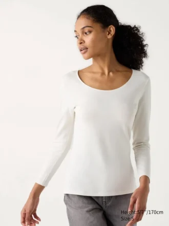 T-shirt in cotone HEATTECH da donna | Extra calda | Scollo rotondo