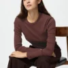 T-shirt morbida a costine da donna | Maglie a manica lunga T-shirt morbida a costine da donna | Maglie a manica lunga
