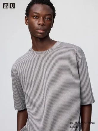 T-shirt oversize a righe in cotone AIRism unisex