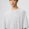 T-shirt oversize a righe in cotone AIRism unisex T-shirt oversize a righe in cotone AIRism unisex