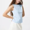 T-shirt senza maniche da donna con collo a barchetta e arricciature T-shirt senza maniche da donna con collo a barchetta e arricciature