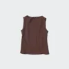 T-shirt senza maniche da donna con collo a barchetta e arricciature T-shirt senza maniche da donna con collo a barchetta e arricciature