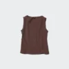 T-shirt senza maniche da donna con collo a barchetta e arricciature T-shirt senza maniche da donna con collo a barchetta e arricciature