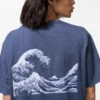 T-shirt unisex blu con motivo Ukiyo-E UT T-shirt unisex blu con motivo Ukiyo-E UT