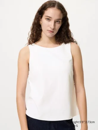 Top a reggiseno con scollo a barchetta in jersey di crêpe da donna