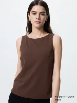 Top a reggiseno con scollo a barchetta in jersey di crêpe da donna