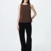 Top a reggiseno con scollo a barchetta in jersey di crêpe da donna