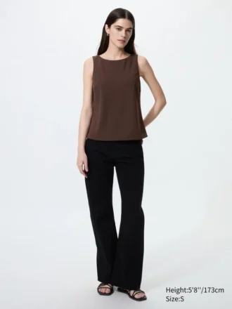 Top a reggiseno con scollo a barchetta in jersey di crêpe da donna