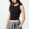 Top a reggiseno corto a costine da donna Top a reggiseno corto a costine da donna