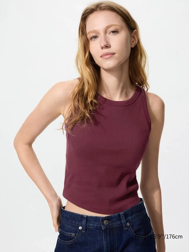 Top a reggiseno corto a costine da donna Top a reggiseno corto a costine da donna