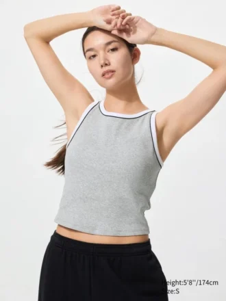 Top a reggiseno corto a costine da donna | Ringer