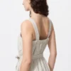 Tuta da donna in misto lino con pieghe | A righe