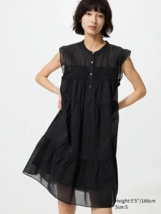 Vestito a balze in cotone leggero da donna