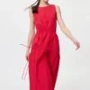 Vestito a balze in misto lino da donna