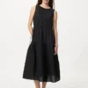 Vestito a balze in misto lino da donna