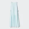 Vestito a balze in misto lino da donna